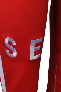 U374 Manufacturing pedicure sports trousers Customized contrast waistband Polar fleece embroidery patch silver zipper trousers Sweatpants center detail view-2